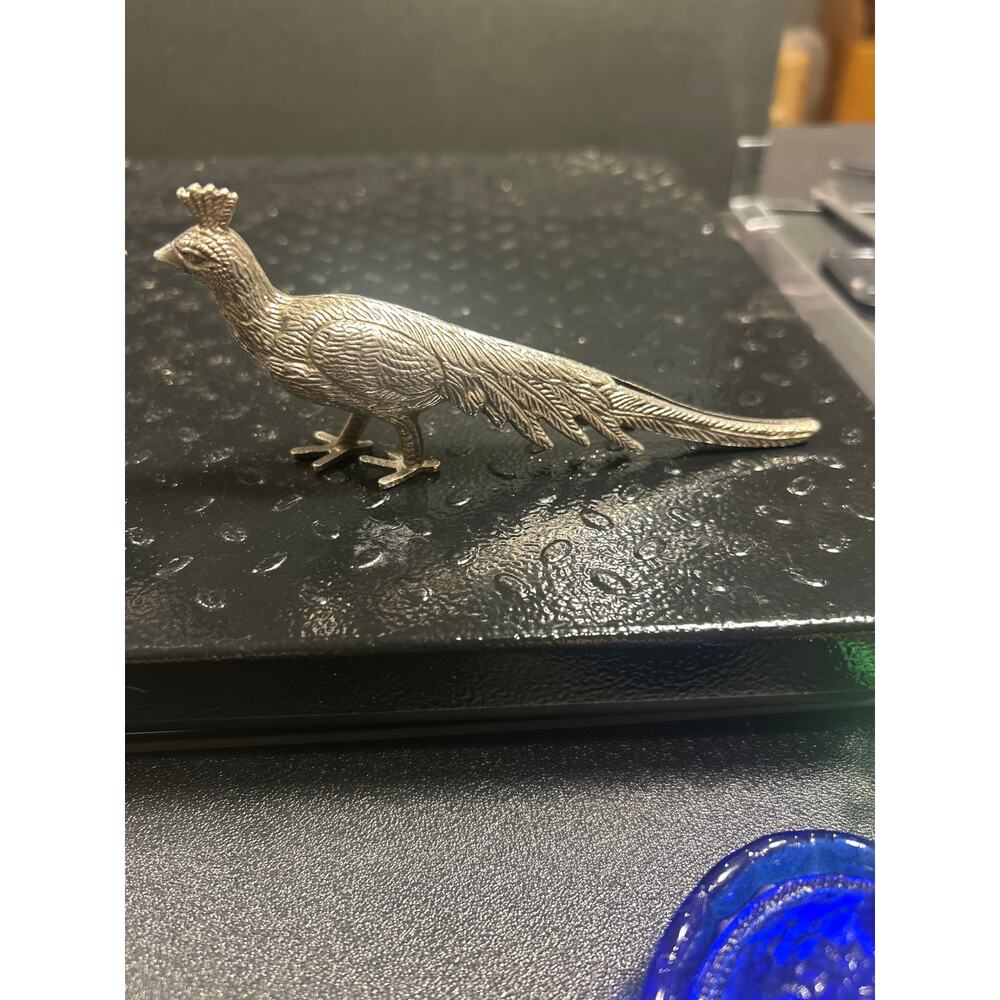 Peafowl Silver Plated Pewter Pair - Picture 3 of 4